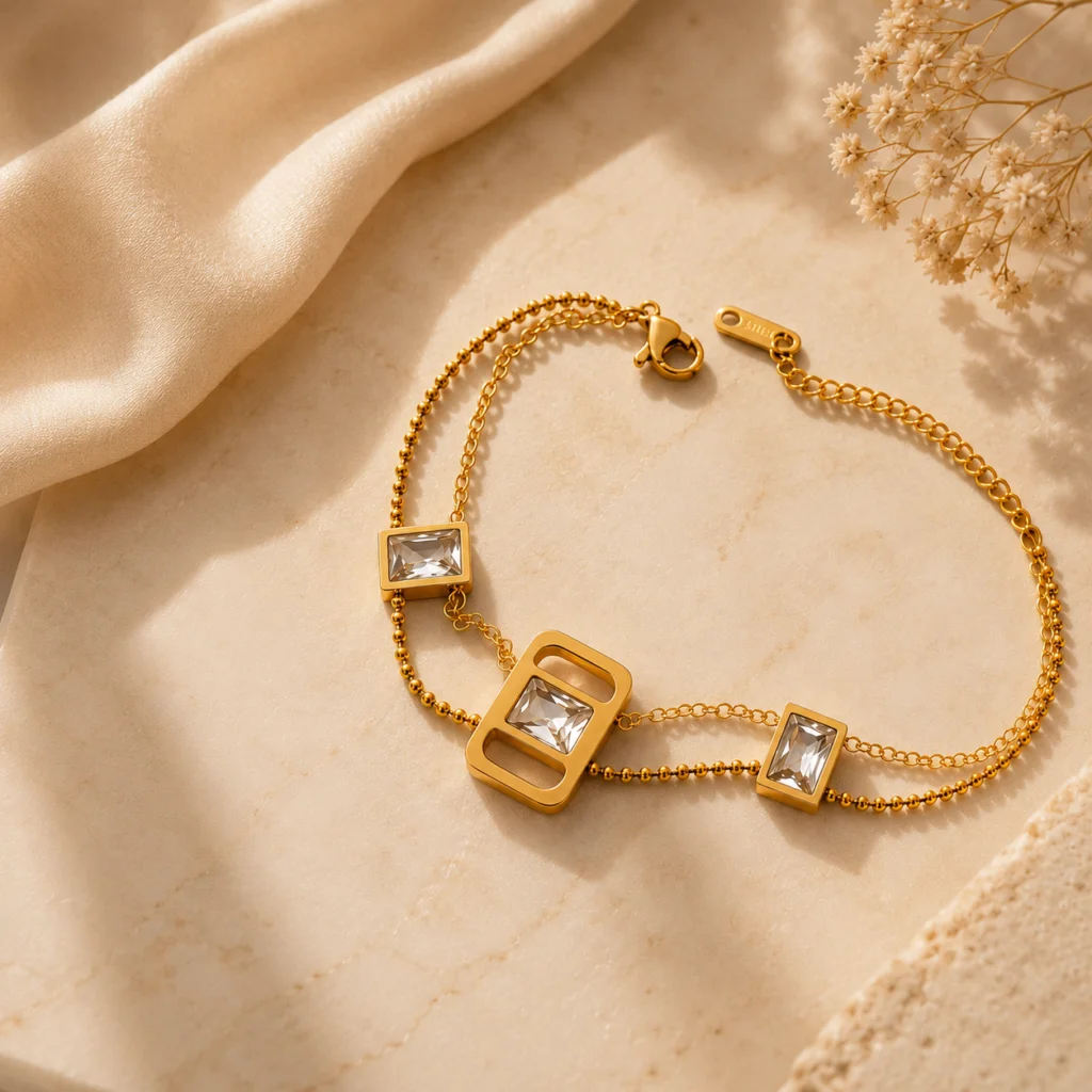 Geometric Radiance Gold Bracelet