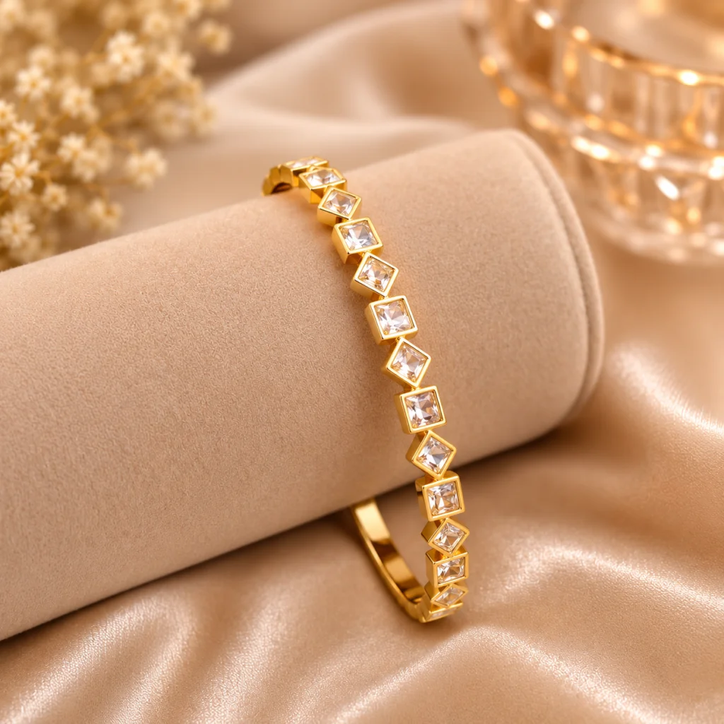 Regal Squares Gold‑Tone Bracelet