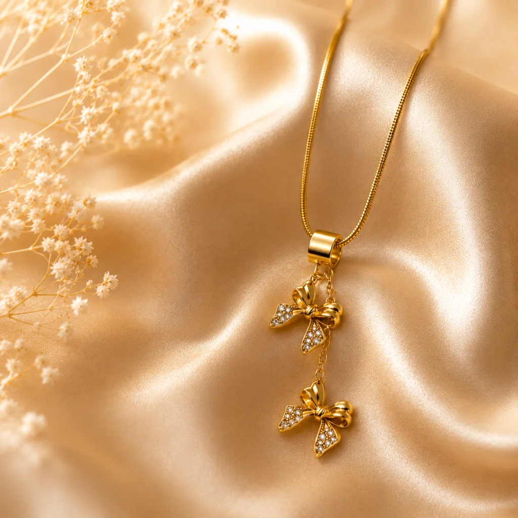 Twilight Bows Gold‑Plated Necklace