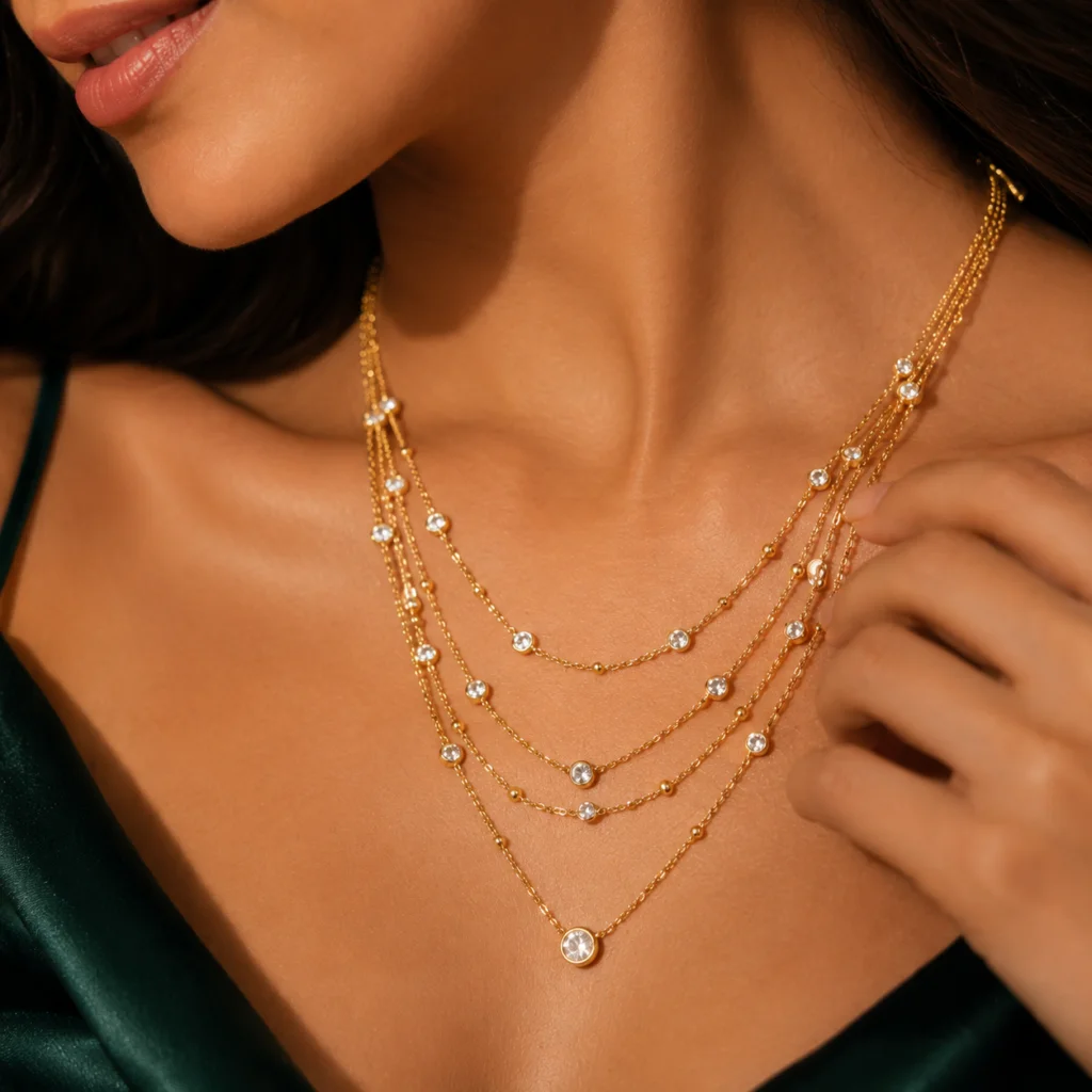 Eternal Cascade Diamond Gold‑Plated Pendant