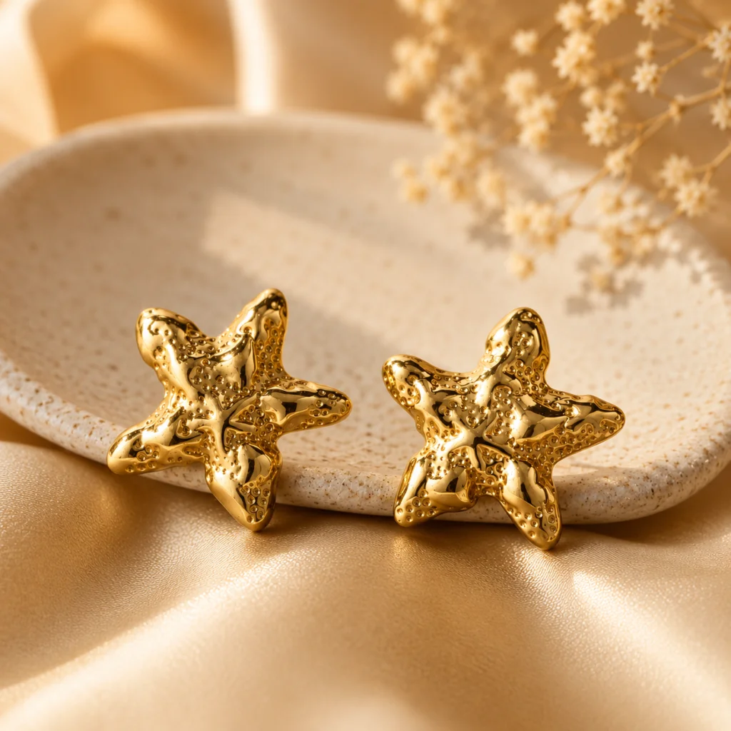 Ocean Whisper Gold‑Plated Starfish Earrings