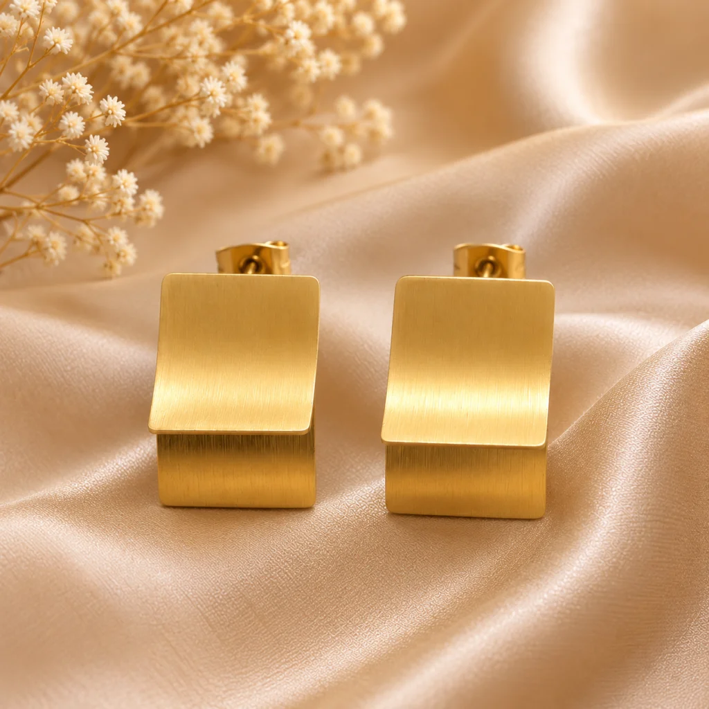 Golden Fold Gold‑Plated Geometric Earrings