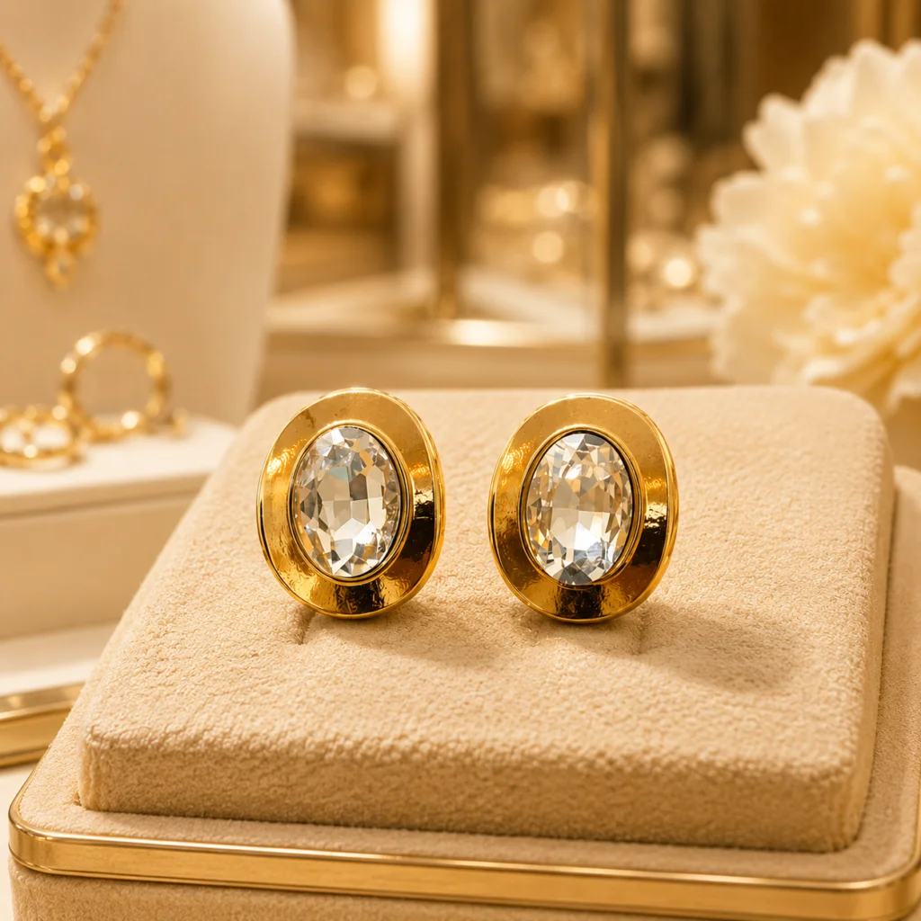 Aurora Shine Anti‑Tarnish Oval Gem Earrings