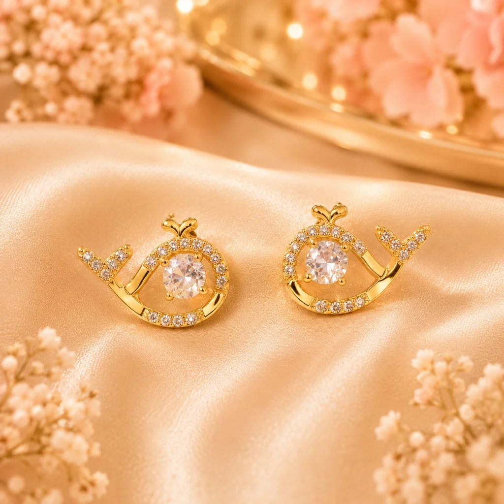 Ocean Glow Anti‑Tarnish Whale Earrings