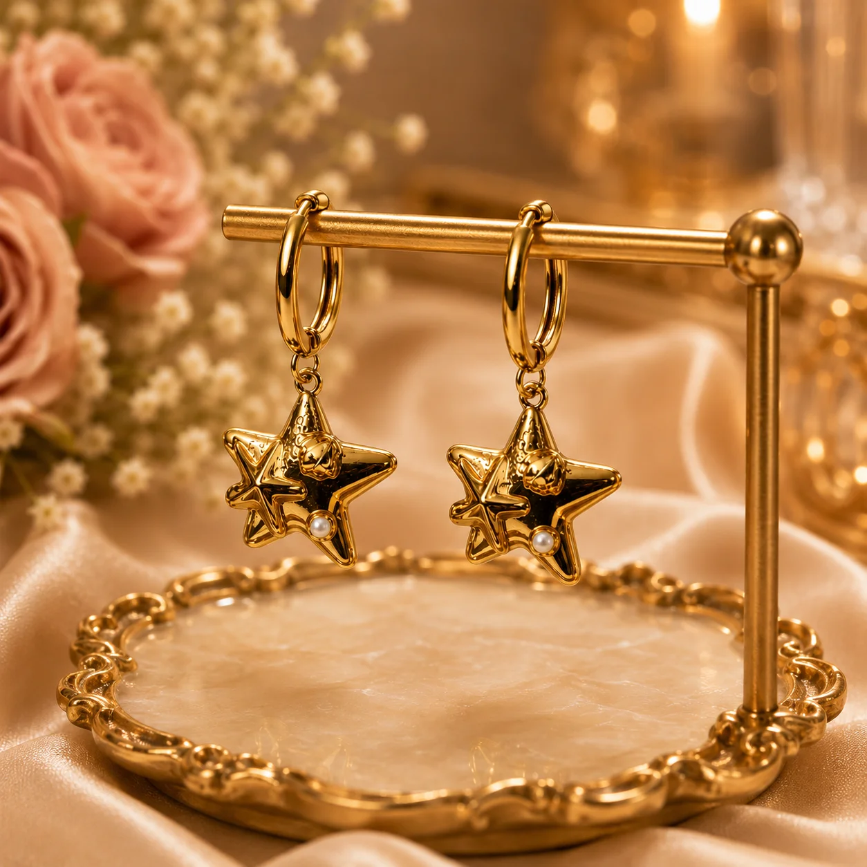 Starlit Pearl Anti‑Tarnish Earrings