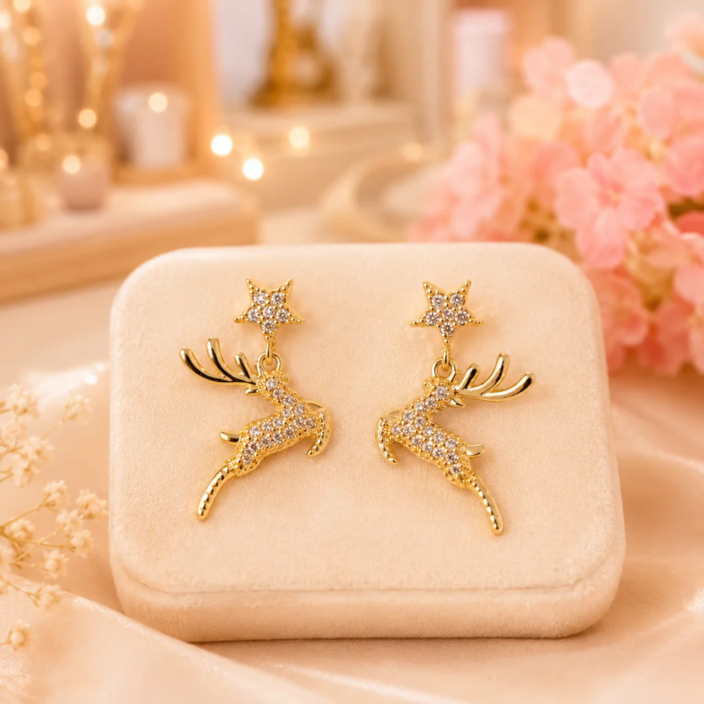 Celestial Reindeer Anti‑Tarnish Earrings