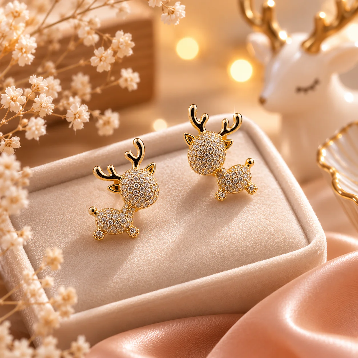 Winter Glow Anti‑Tarnish Reindeer Earrings - Image 2