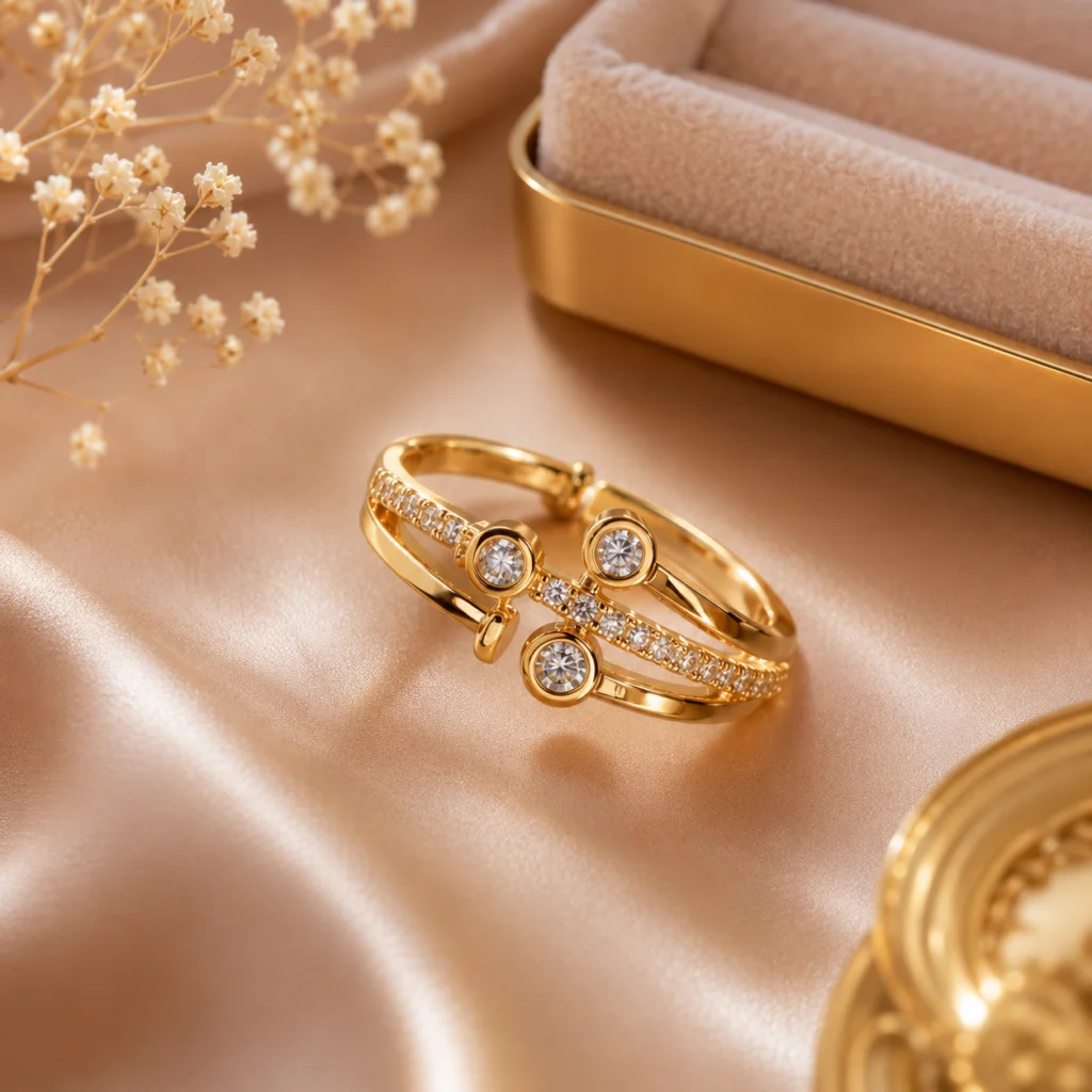 Layered Radiance Adjustable Anti‑Tarnish Rings