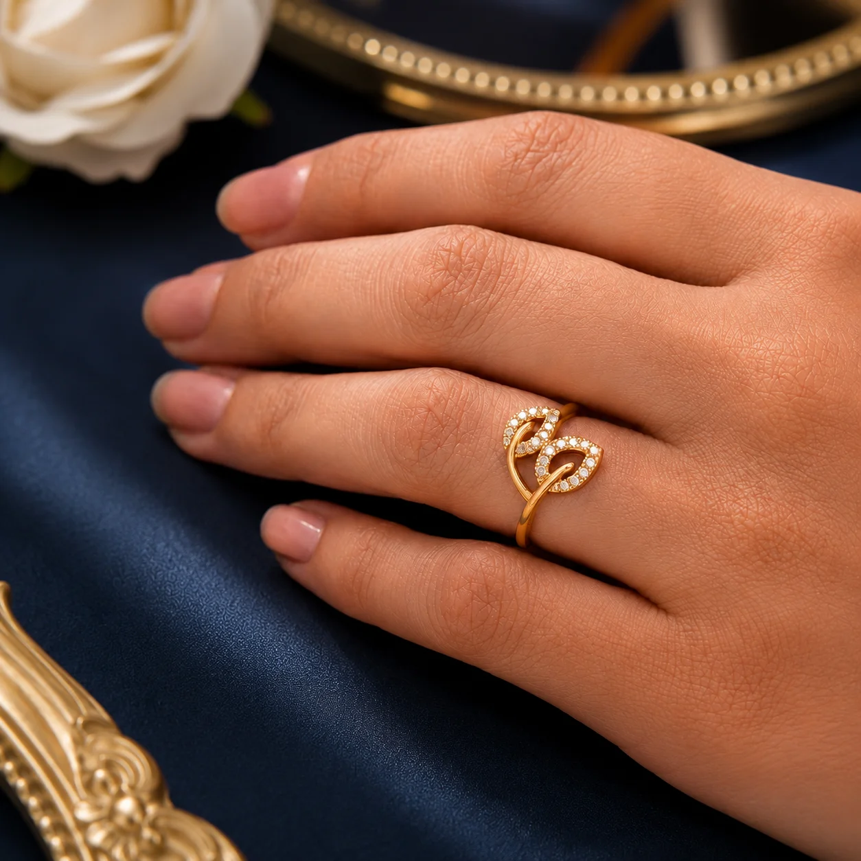 Leaf Whisper Anti‑Tarnish Ring - Image 2
