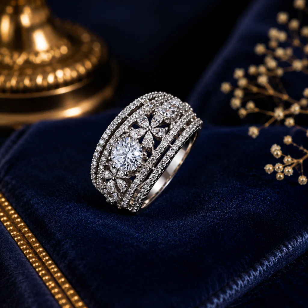 Floral Majesty Adjustable Anti‑Tarnish Ring