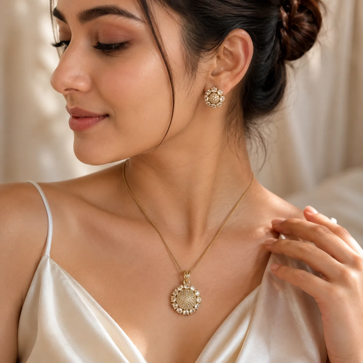 Sunburst Bloom Adjustable Anti‑Tarnish Pendant Set - Image 2