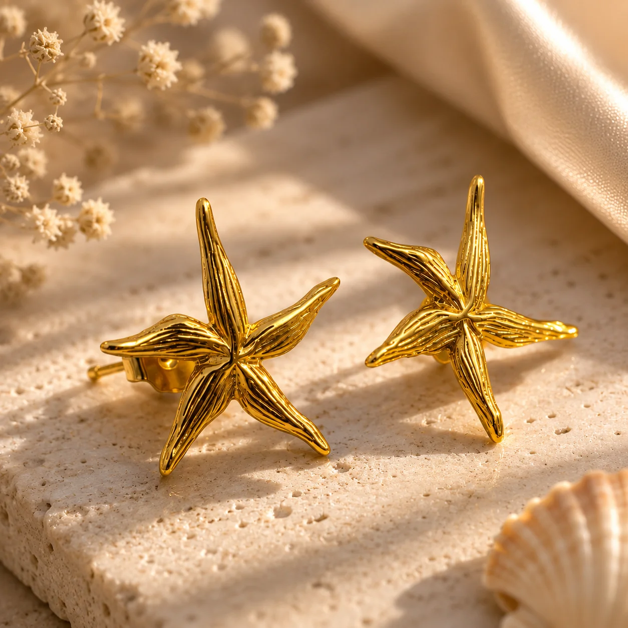 Marine Elegance Gold‑Plated Starfish Earrings - Image 2
