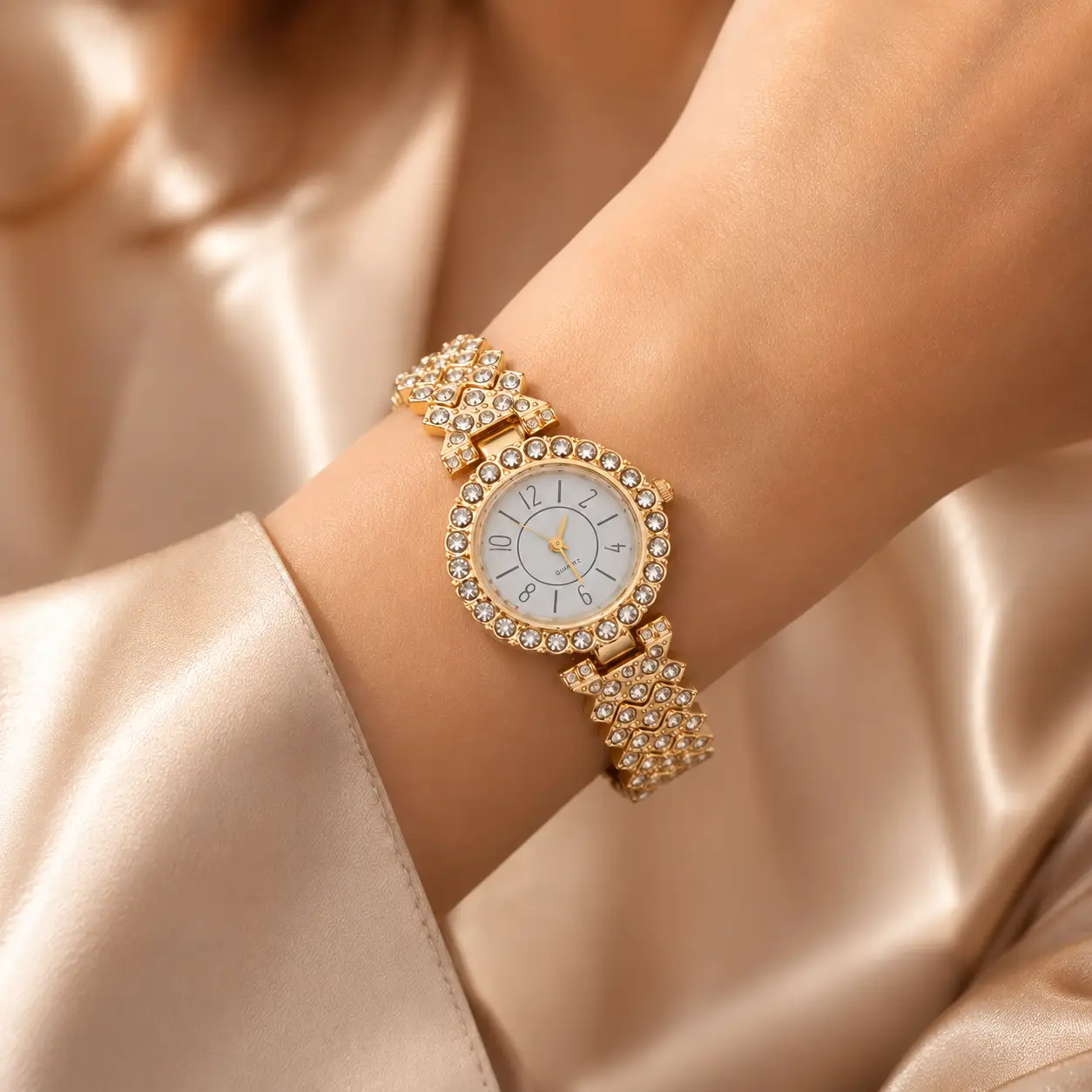 Gem Halo Anti‑Tarnish Gold Watch - Image 2