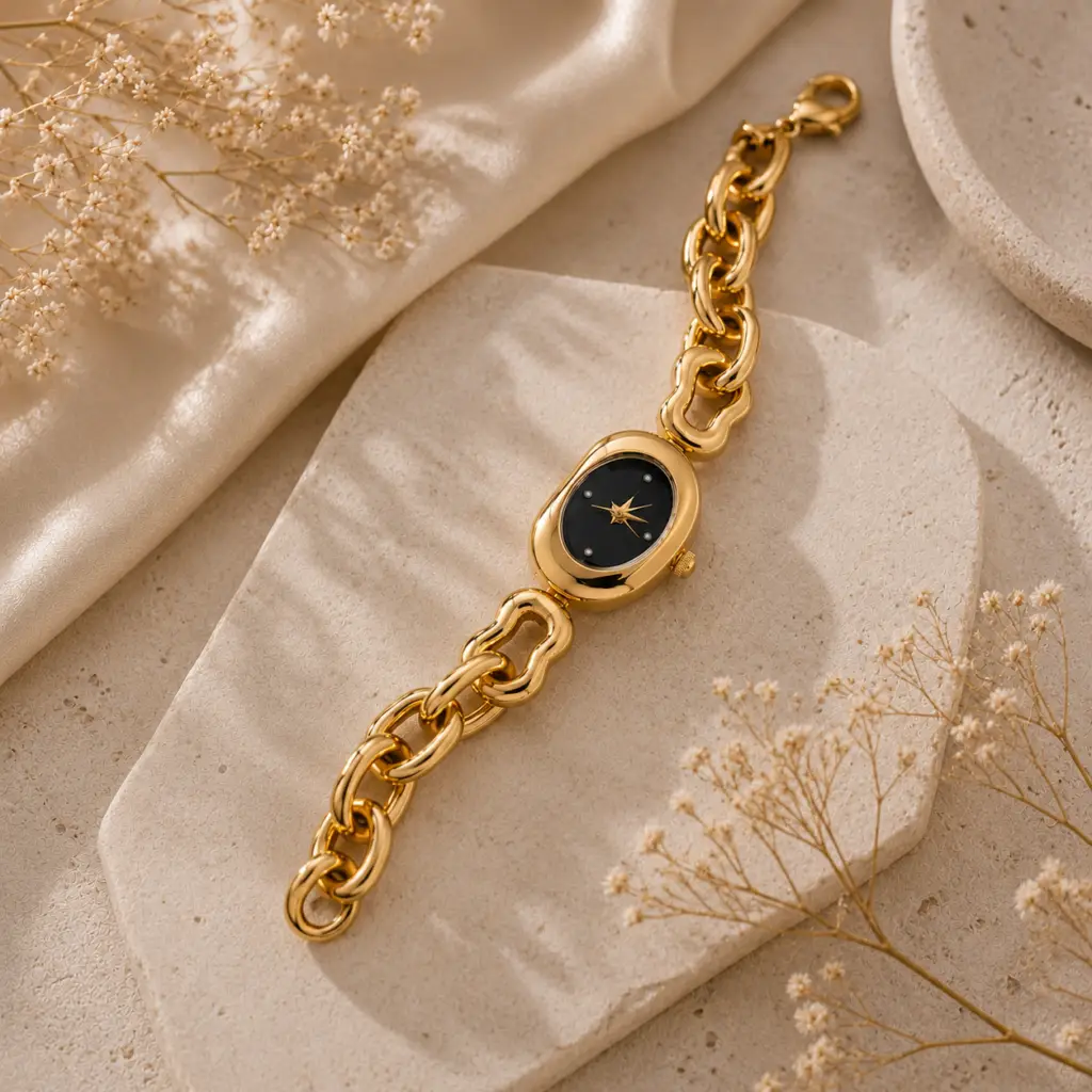 Starlight Oval Anti‑Tarnish Gold Watch