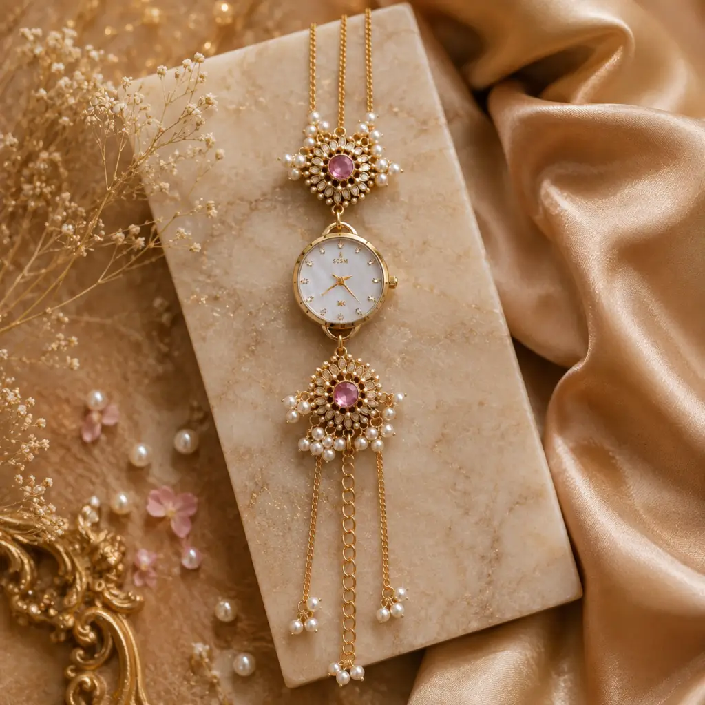 Floral Pearl Anti‑Tarnish Gold Watch