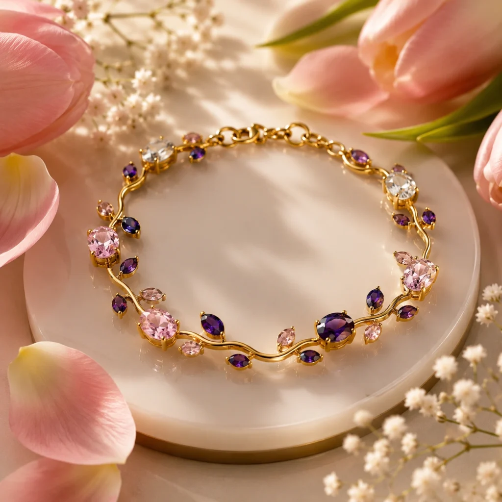 Aurora Leaf Anti‑Tarnish Gold Bracelet