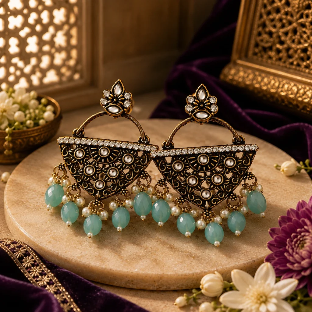 Majestic Aura Traditional Gold Earrings