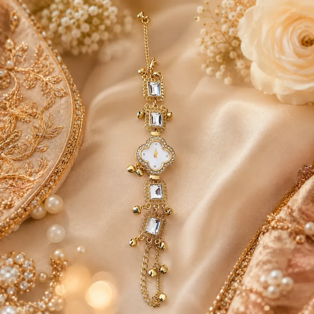 Clover Radiance Anti‑Tarnish Gold Watch
