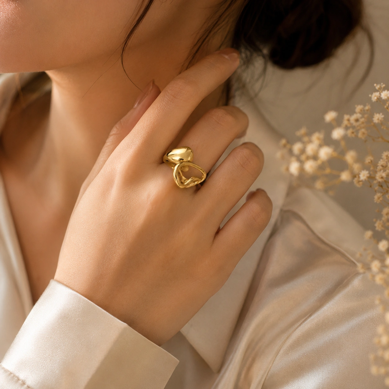 Twin Glow Anti‑Tarnish Gold Ring - Image 2