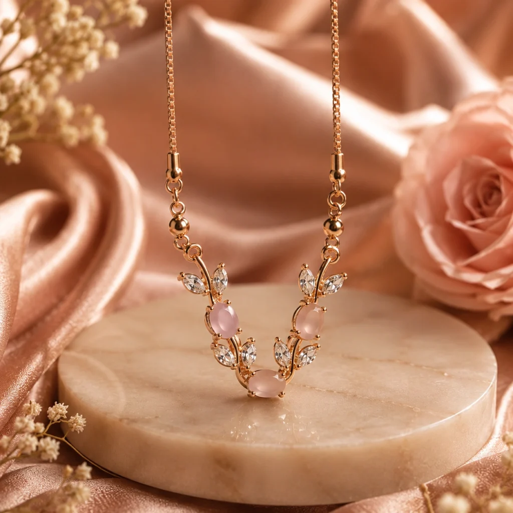Rose Radiance Anti‑Tarnish Gold Necklace