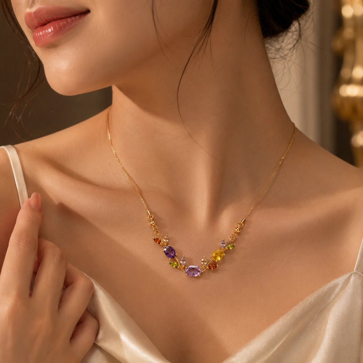 Gem Symphony Anti‑Tarnish Gold Necklace - Image 2
