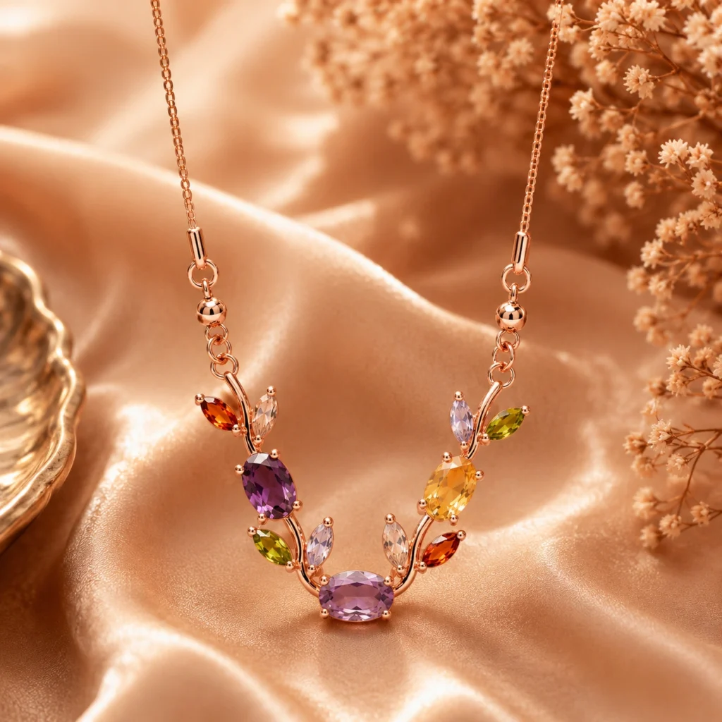 Gem Symphony Anti‑Tarnish Gold Necklace