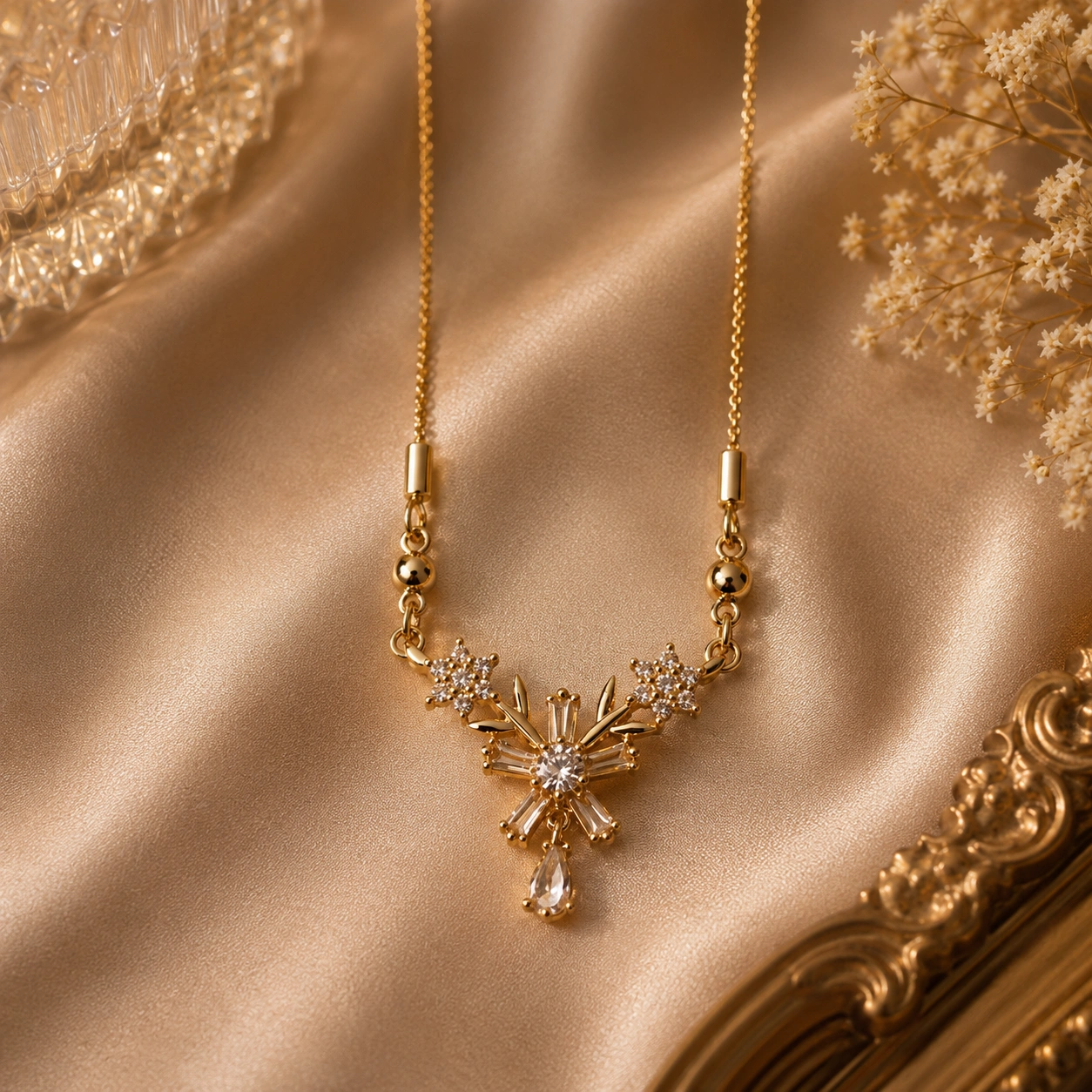Starburst Glow Anti‑Tarnish Gold Necklace