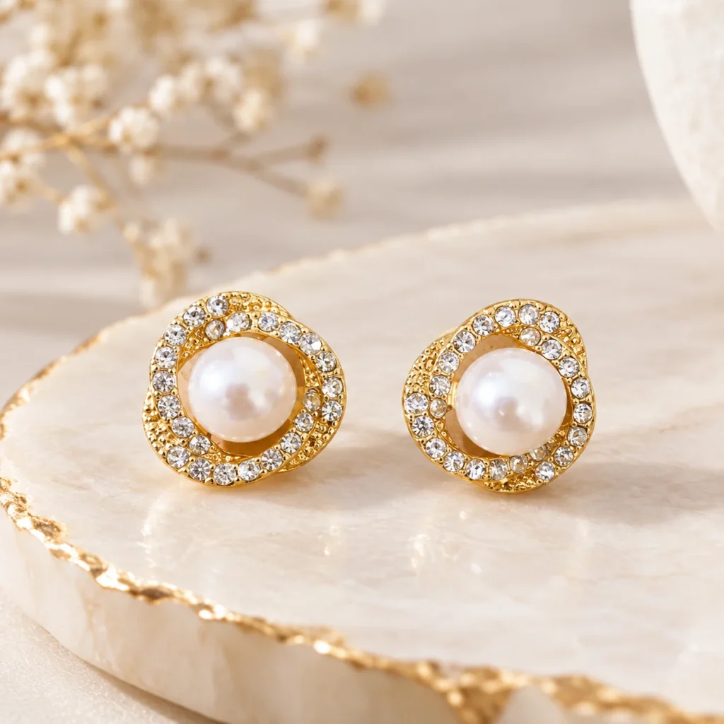 Pearl Halo Radiance Stud Earrings