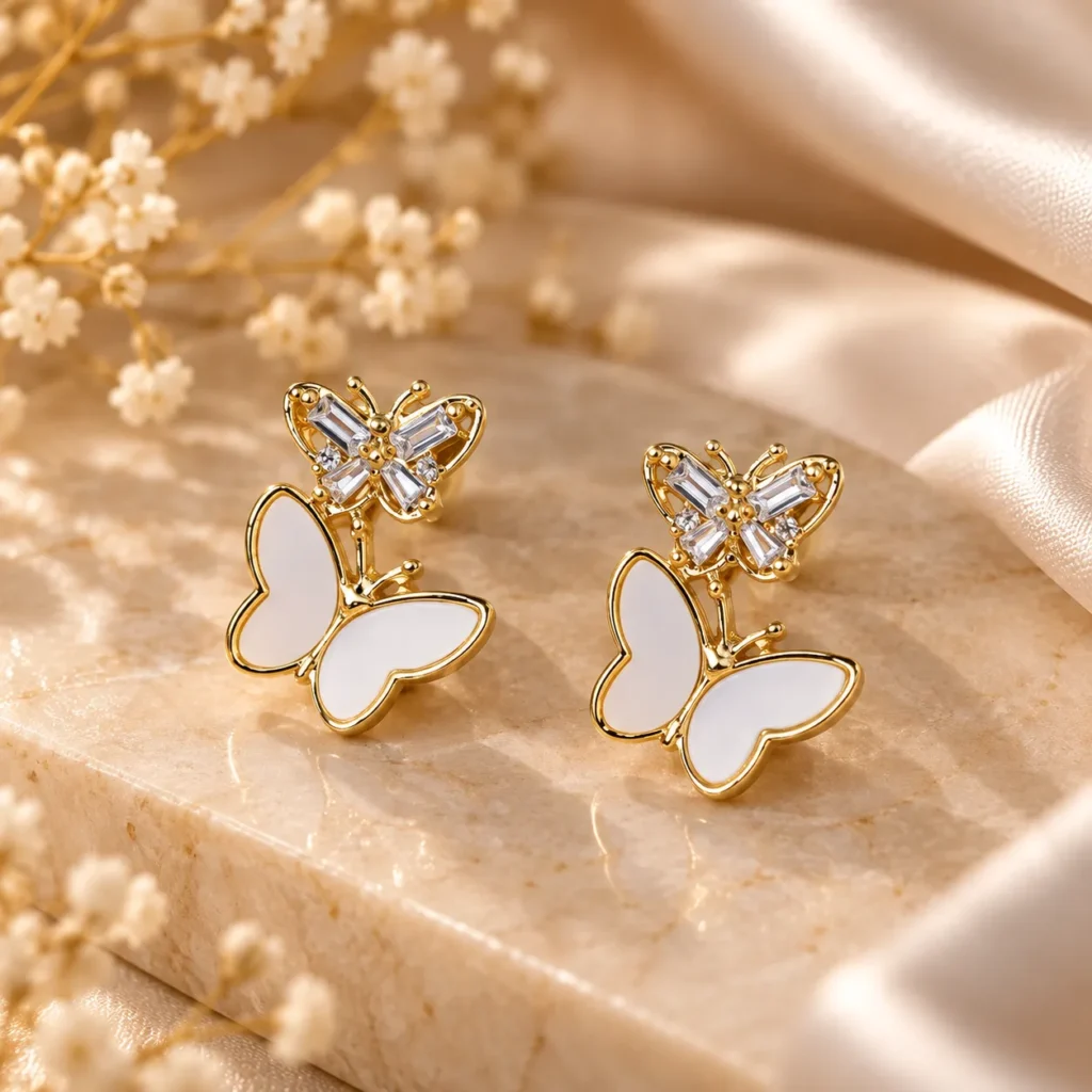 Ivory Butterfly Cascade Earrings
