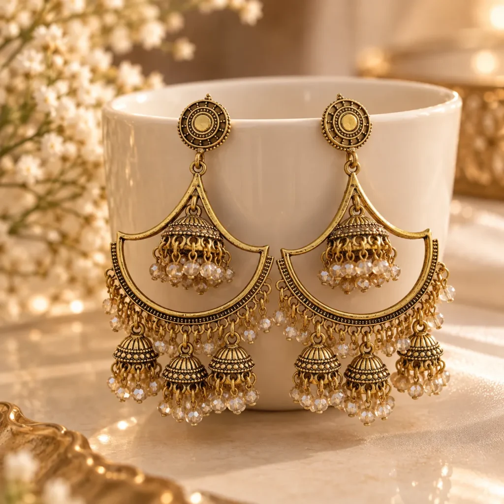Meher Heritage Chandbali Jhumka Earrings